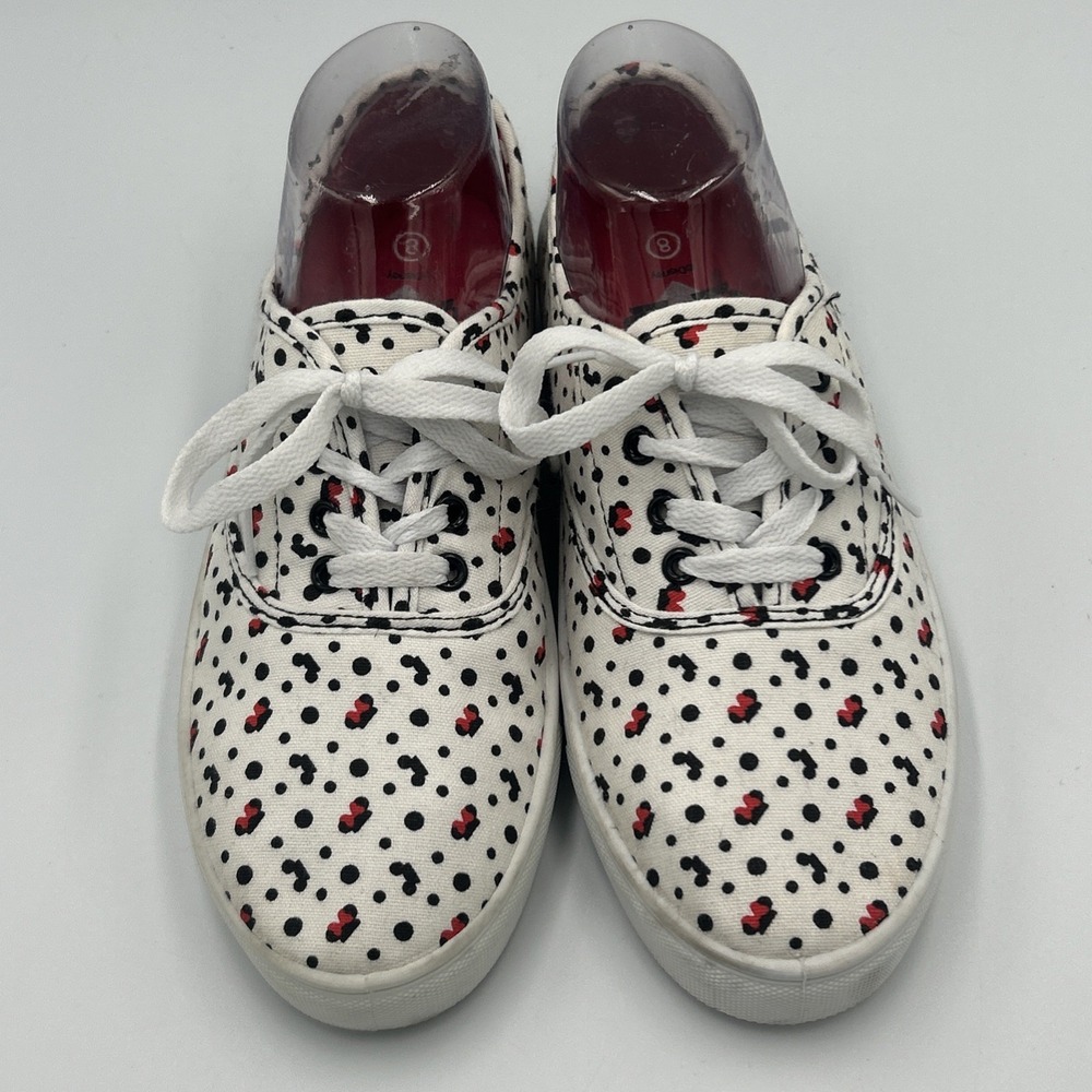 Disney Canvas Sneakers Mickey & Minnie Mouse Shoes Womens Sz 8 White Black Red‎